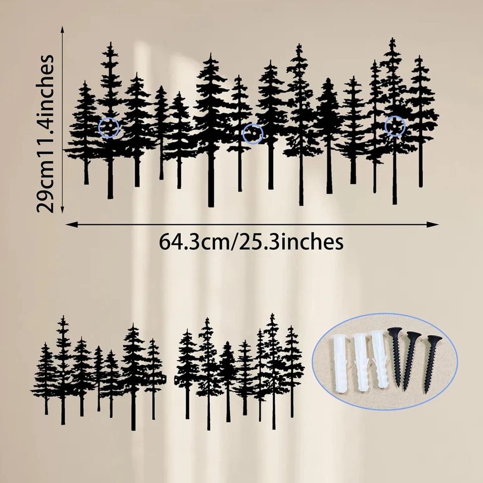 Arte de pared de pino de metal decoración naturaleza decoración del hogar árboles de cedro letrero de metal decoración de pared Foto 4 de 4