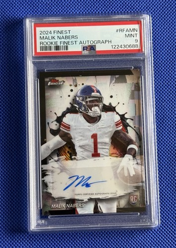 2024 Topps Finest Malik Nabers Rookie RC #RFAMN Auto PSA 9 Mint NY Giants