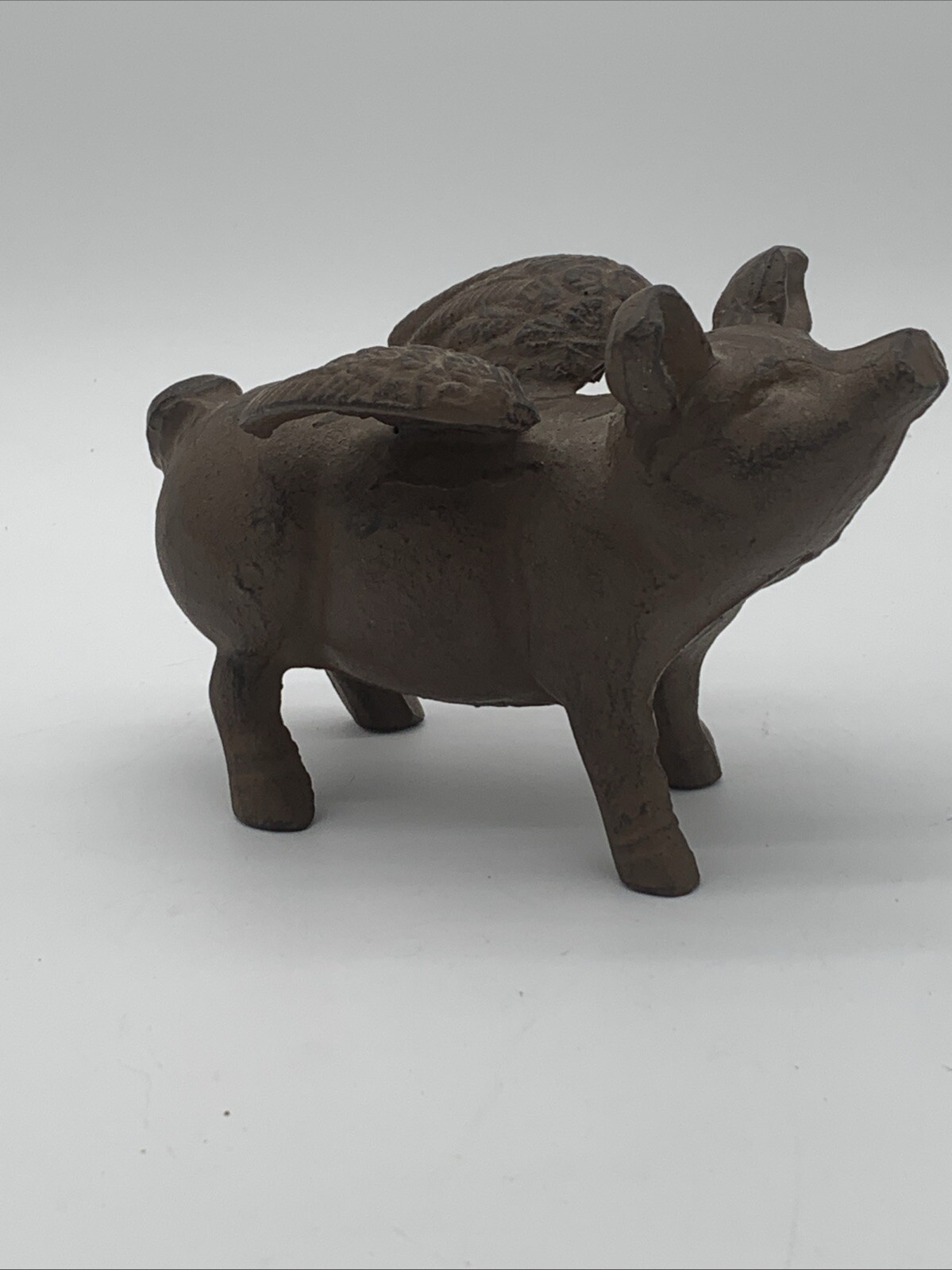 Vintage Cast Iron Flying Pig Angel Statue Doorstop Paperweight READ DESCRIPTION!