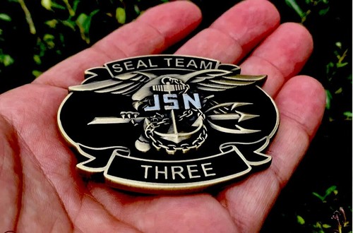 Navy Seals Savage Seal Team 3 NSW Trident Punisher Skull Flag Challenge Coin CPO - Imagen 7 de 14