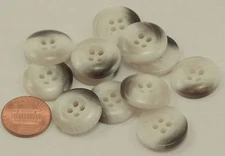 Lot of 12 Shiny Brown White Semi-Translucent Plastic Buttons 3/4" 19.5mm  # 6644