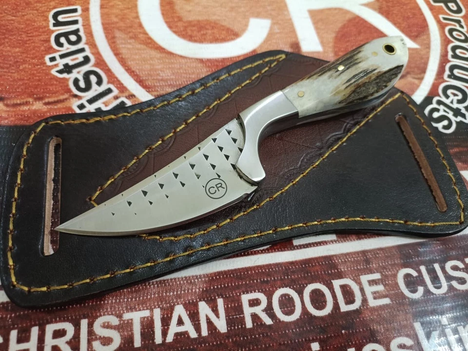 CUCHILLO VAQUERO DE CAZA PERSONALIZADO FORJADO A MANO CON MANGO Y FUNDA DE CIERVO Foto 2 de 3