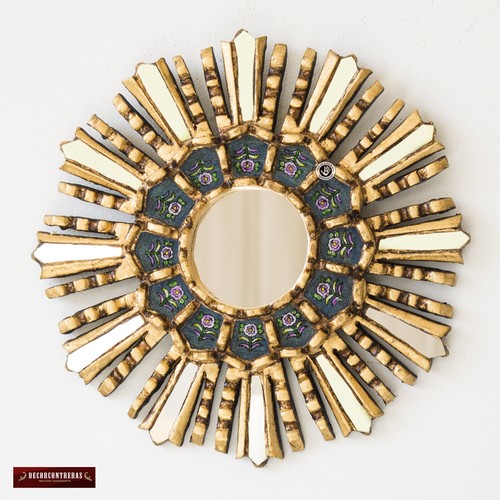 Set 3 Decorative Small Wall Mirrors 7.8" Wall decor - Peru Mirror with gold leaf - Picture 4 of 7