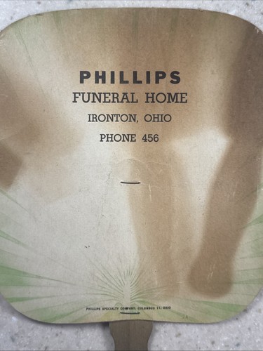 Vintage Mid-Century Ironton, Ohio Phillips Funeral Home Advertising Fan 9994 - Picture 2 of 4