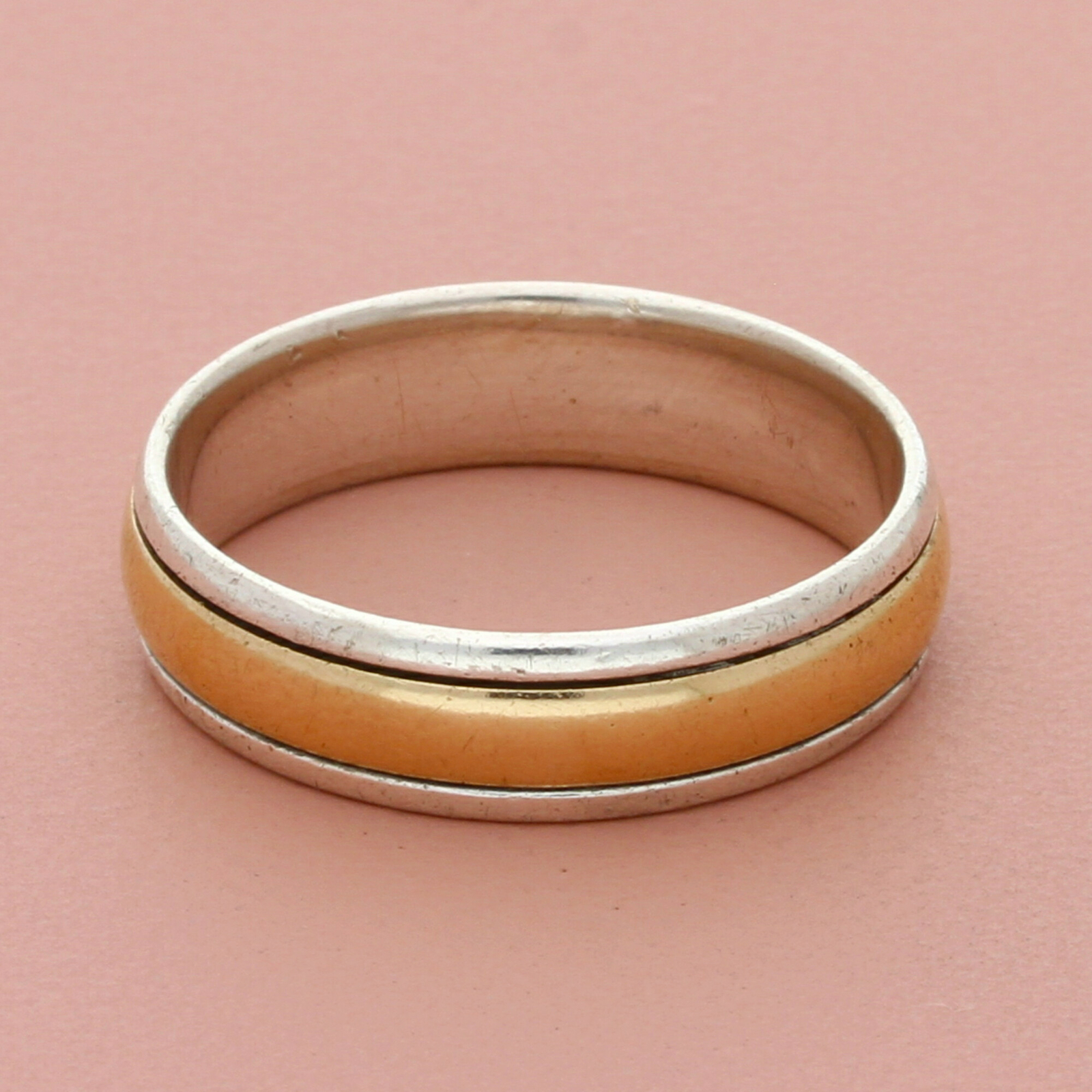 james avery sterling silver & 14k gold mens simplicity wedding ring size 12.5