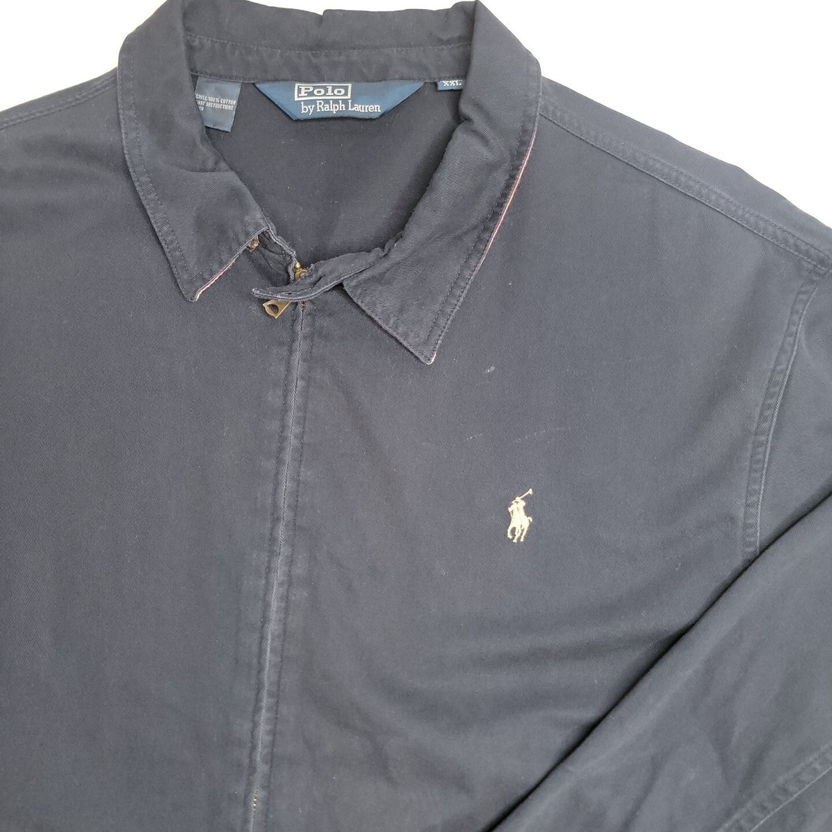 Polo Ralph Lauren Jacket Coat Navy Blue XXL Full Zip Cotton 2XL