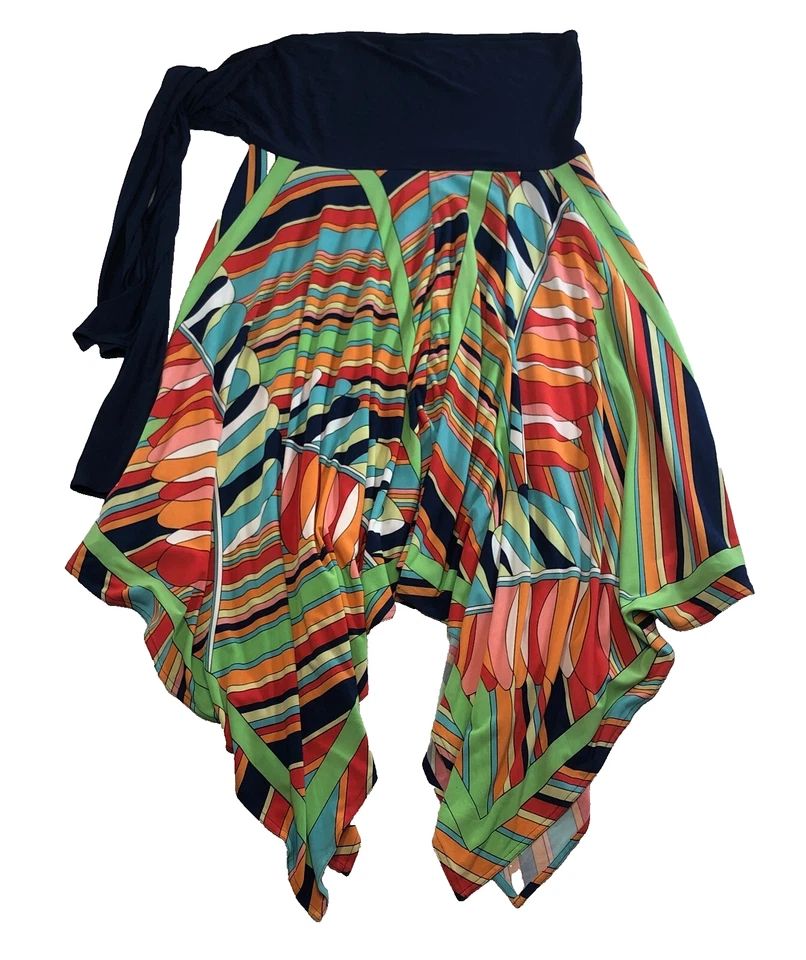 Falda para mujer The Look Randolph Duke talla M a rayas asimétrica cintura atada nueva con etiquetas Foto 3 de 4