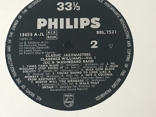 CLARENCE WILLIAMS - Jug & Washboard Band 1927 - 1935 ~ PHILIPS 13653 {nm} - RARE - Imagen 5 de 9