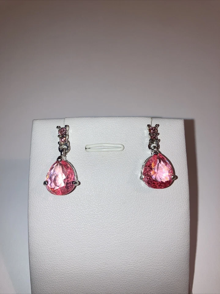 Hot Pink Sapphire (lab-created) Gemstone Earrings - Image 2 of 4