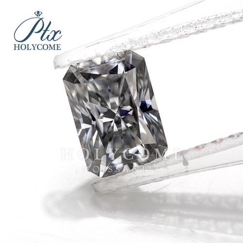 Radiant Cut Loose Moissanite Gemstone Natural Grey VVS1 Handcrafted GRA Jewelry - Picture 8 of 13