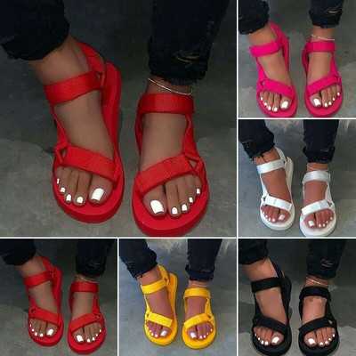 ankle strap flat with velcro open toe plain sandals
