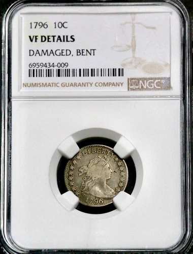 1796 10C Draped Bust Dime - NGC VF Details - RARE DATE - Low Mintage 22135 CC251