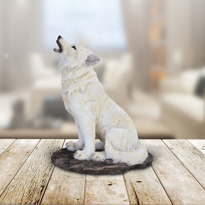 #ad 5quot;H Howling Snow Wolf Figurine Gift Decor Ornament Home Decor Unique Gift $28.59