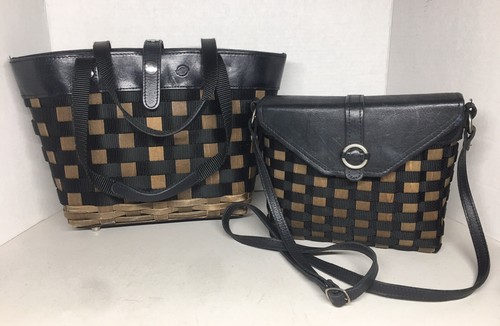Longaberger 2008 To Go Buckle Purse Tote Shoulder Woven Wood Leather Strap Snaps - Picture 15 of 19