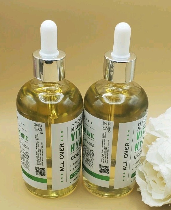 2~Hydrating & Soothing  Vitamin E + Hyaluronic Body Oil Coconut Verbena 8 fl New