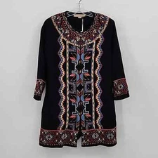 Champagne & Strawberry Embroidered Boho Jacket Size M