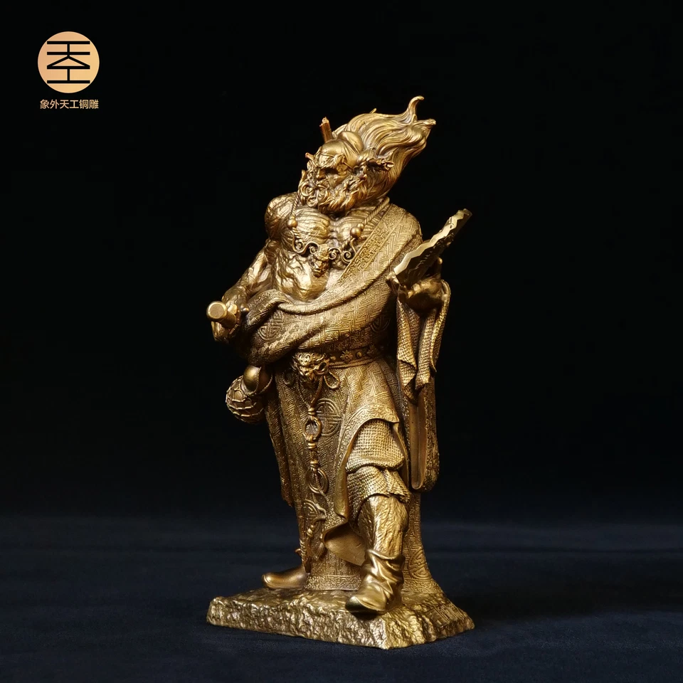 Decoração de casa estátua de Deus exorcista chinesa de bronze fundido à mão Zhongkui 钟馗 - Imagem 4 de 4