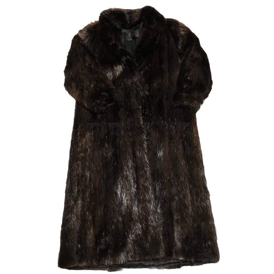 Chaqueta de piel vintage MINK Marshall Field's marrón oscuro negro abrigo para mujer talla 16 Foto 2 de 4