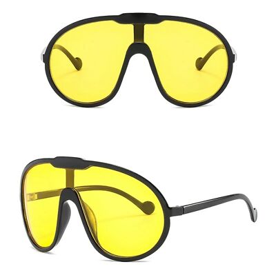 Vintage One Piece Champagne Sunglasses For Women New Fashion  display picture 1