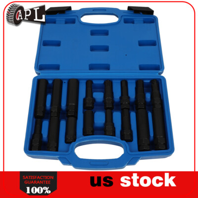 16Pcs Locking Lug Nut Master Set Removal Tool Kit Wheel Lock Key Double Hex-Head