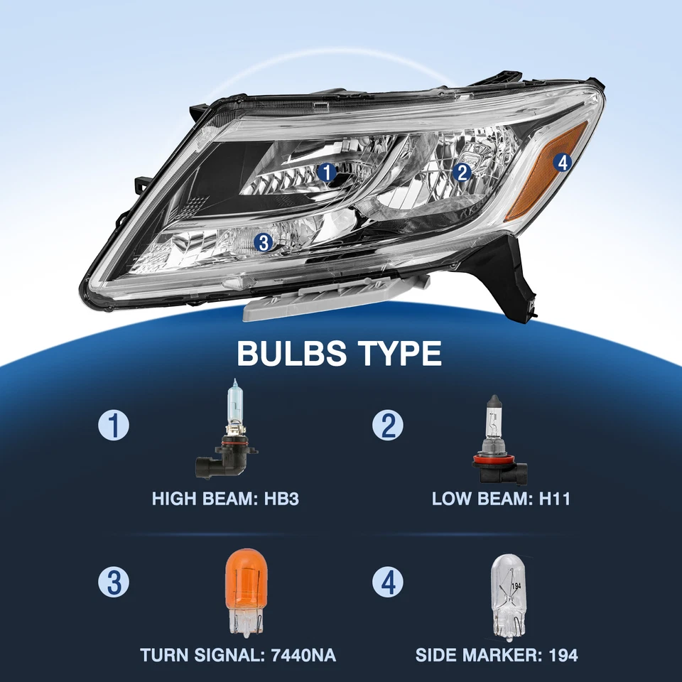 Pair Headlights Headlamps Assembly For 2013-2016 Nissan Pathfinder Left + Right - Image 2 of 4