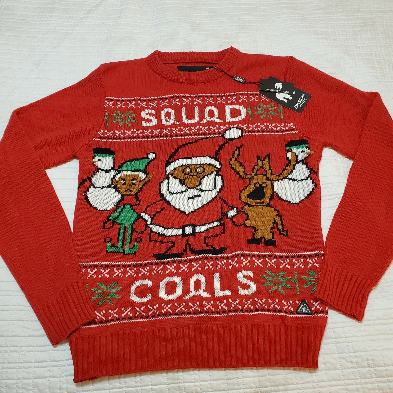 American Stitch Christmas Ugly Sweater "Squad Coals"  Women's XL Pullover NEW