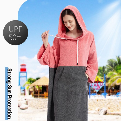 Quick Dry Bath Towels Pool Changing Robe Quick-Dry Poncho Surfing Diving Y3M4 - Picture 3 of 11