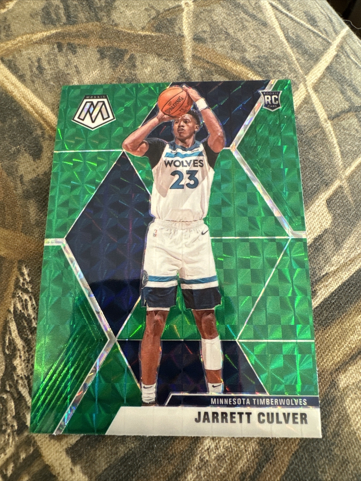Jarrett Culver 2019-20 Panini Mosaic Green Prizm Rookie #201 Basketball Card