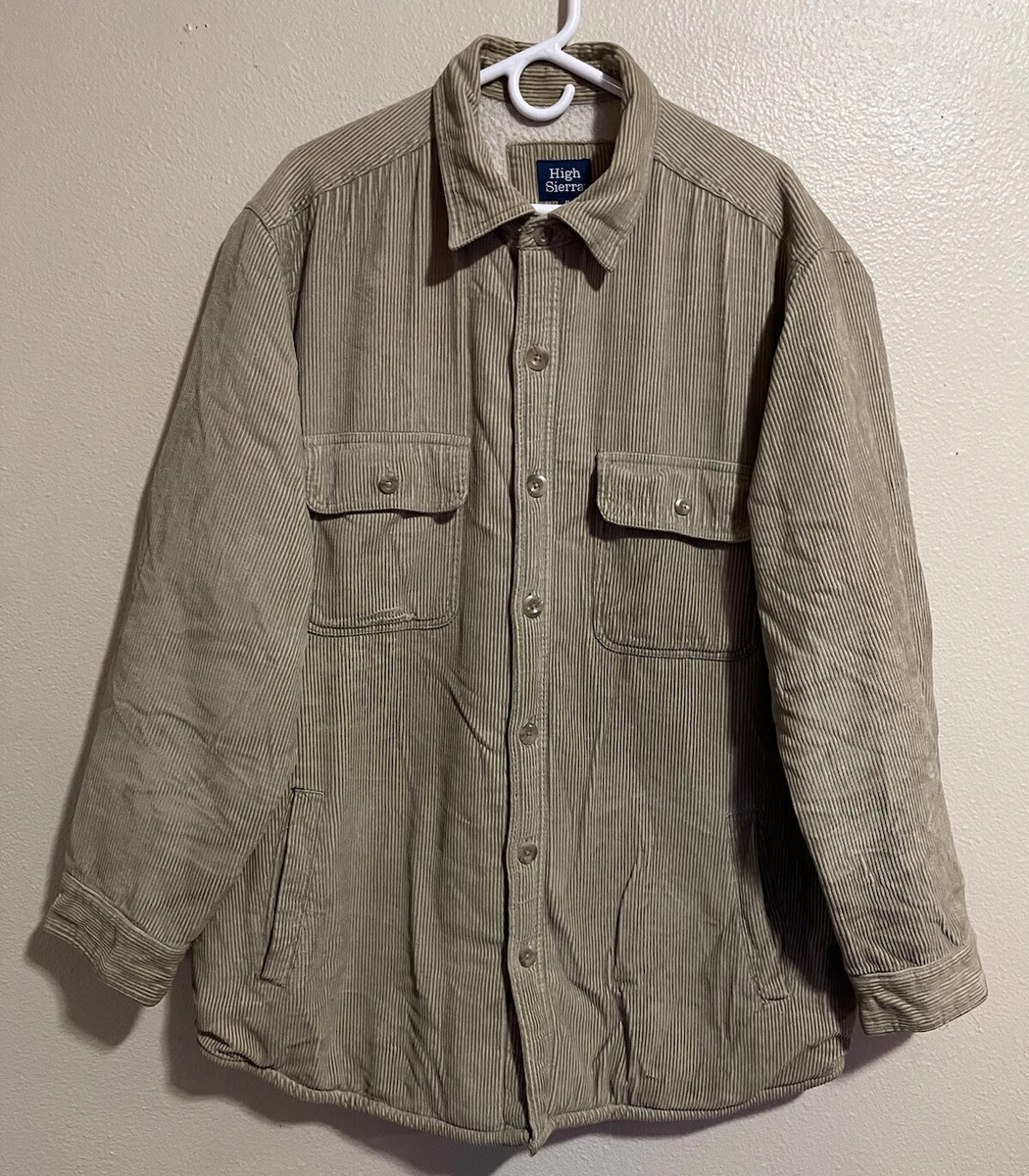VINTAGE HIGH SIERRA Men s XL Beige Sherpa Lined Corduroy Button Up Jacket J 531