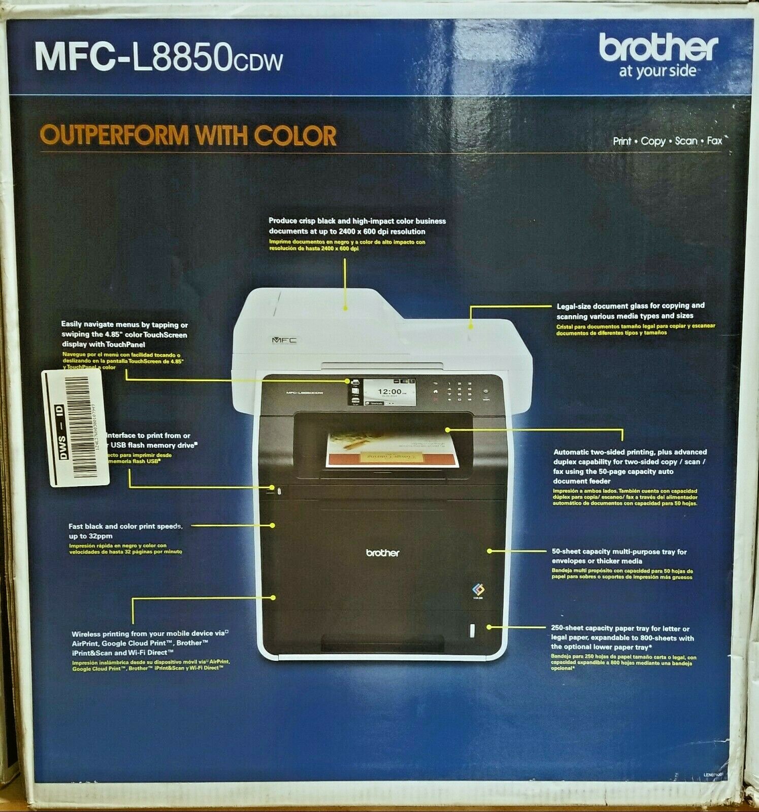 Brand New Brother Mfc L8850cdw Wireless Color Laser Printer