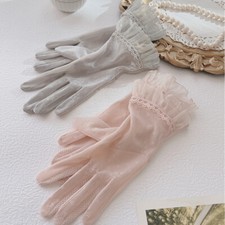 Thin Sunscreen Gloves Touchscreen Driver Non-slip Lace Embroidery Gloves Soft