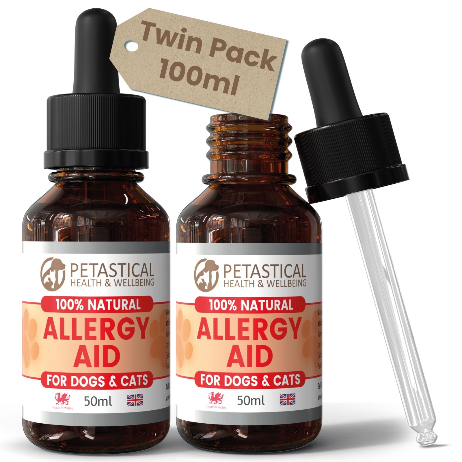 Allergy Relief for Dogs, Cats, Itchy Skin, Food Allergies, Petastical Twin Pack