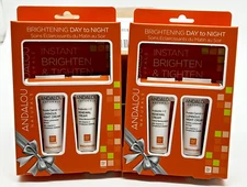 TWO PACKS Andalou Naturals Brightening Day to Night 3 piece set FRUIT STEM CELL