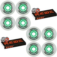 Labeda Asphalt Inline Roller Hockey Wheels 76mm White 83A 8-Pack Bones Reds