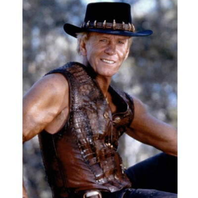 CROCODILE DUNDEE MICK PAUL HOGAN BROWN LEATHER VEST