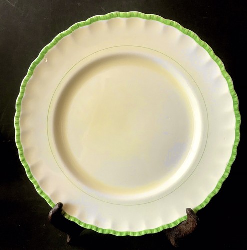 Vintage W.H. Grindley GR1237 gelb & grün 10 Zoll runde gewellte Platte England - Bild 1 von 2