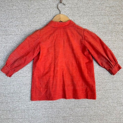 Vtg Sz L 9/10 Red Cotton Dress Coat Dutch Folk Art Pockets Button Girls - Picture 2 of 7