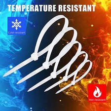 100 PCS WHITE CABLE ZIP TIES Heavy Duty UV Resistant UL 8" 12" 15" 18" 24" 175LB