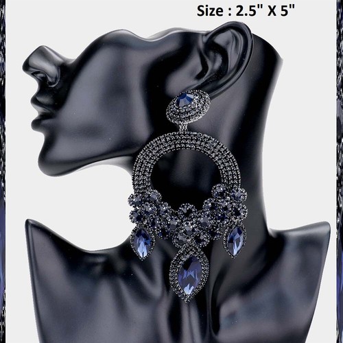 Oversized Crystal Rhinestone Cocktail Pierced Chandelier Earrings Hoop Circle - 第 15/35 張圖片
