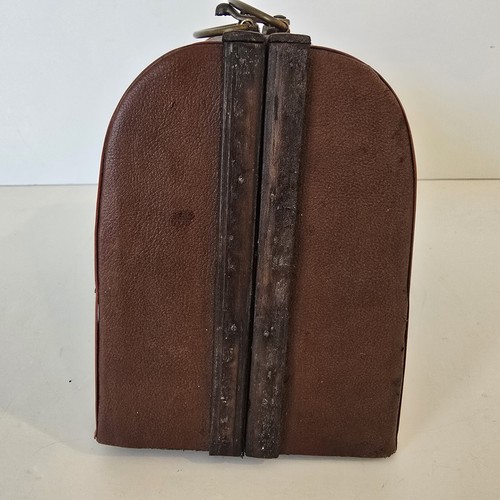 Vintage Leather and Wood Handbag Box Purse Jewelry Box Carry-on Case - Picture 4 of 17