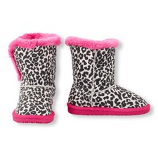 NWT The Children's Place Girls Leopard Print Pink Faux Fur Chalet Boots 10