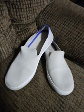 Rothy's Slip On Sneakers The Original Sand Beige Blue Women's Sz 8 Clean