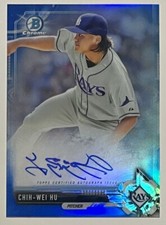 Chih-wei Hu 2017 Bowman Chrome Prospects Blue Refractor Auto /150