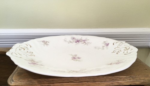 Antique Johnson Bros Made in England 10” Serving Plate Purple Flowers c.1900 - Picture 14 of 17