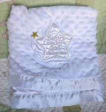 Baby Starters White Galatians 1:15 God Chose Me Baby Blanket Plush Satin EUC