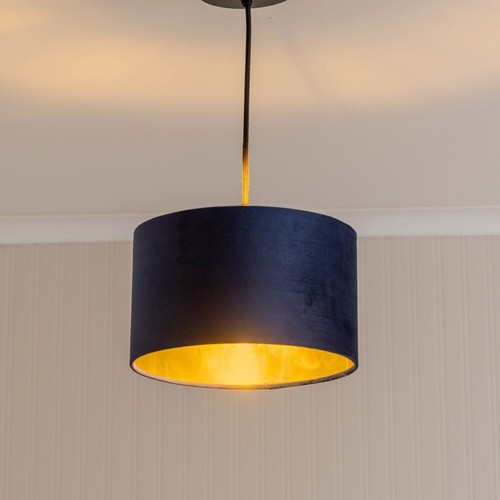 Lampshades Ceiling Light Shade Easy Fit Velvet Drum Pendant Metallic Inner 25cm - Picture 29 of 30