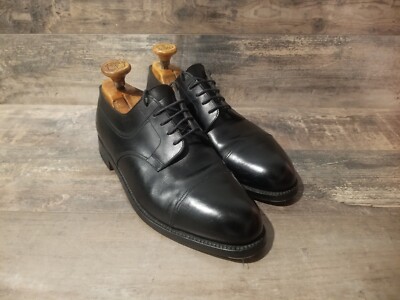 靴 90s J.M. WESTON 765 CAP TOE JM Weston 765 22 France Black Leather Oxfords Cap Toe Shoes