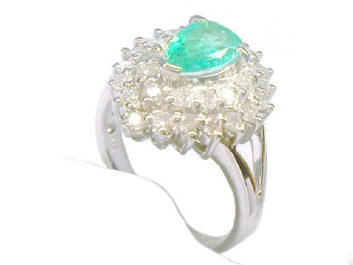 Llamativo 1.99ct Diamante Y Esmeralda 18K Oro Blanco Anillo - Imagen 8 de 8