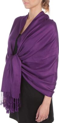 2PLY 78X28 Pashmina Solid Silk Shawl Wrap Cashmere Wool Feel Silky Stole Scarf