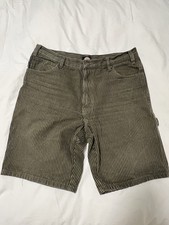 00S DICKIES STRIPED CARPENTER SHORTS Olive Green Size 34